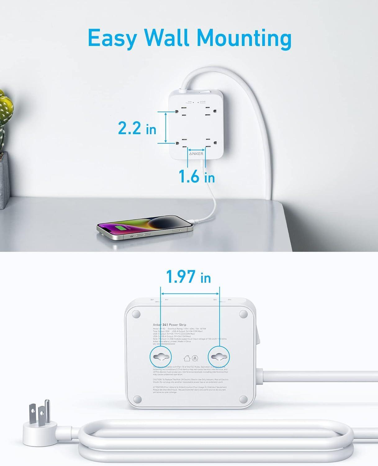 Refurbished Anker 341 USB Power Strip 5ft | A9183 - Reebelo Österreich