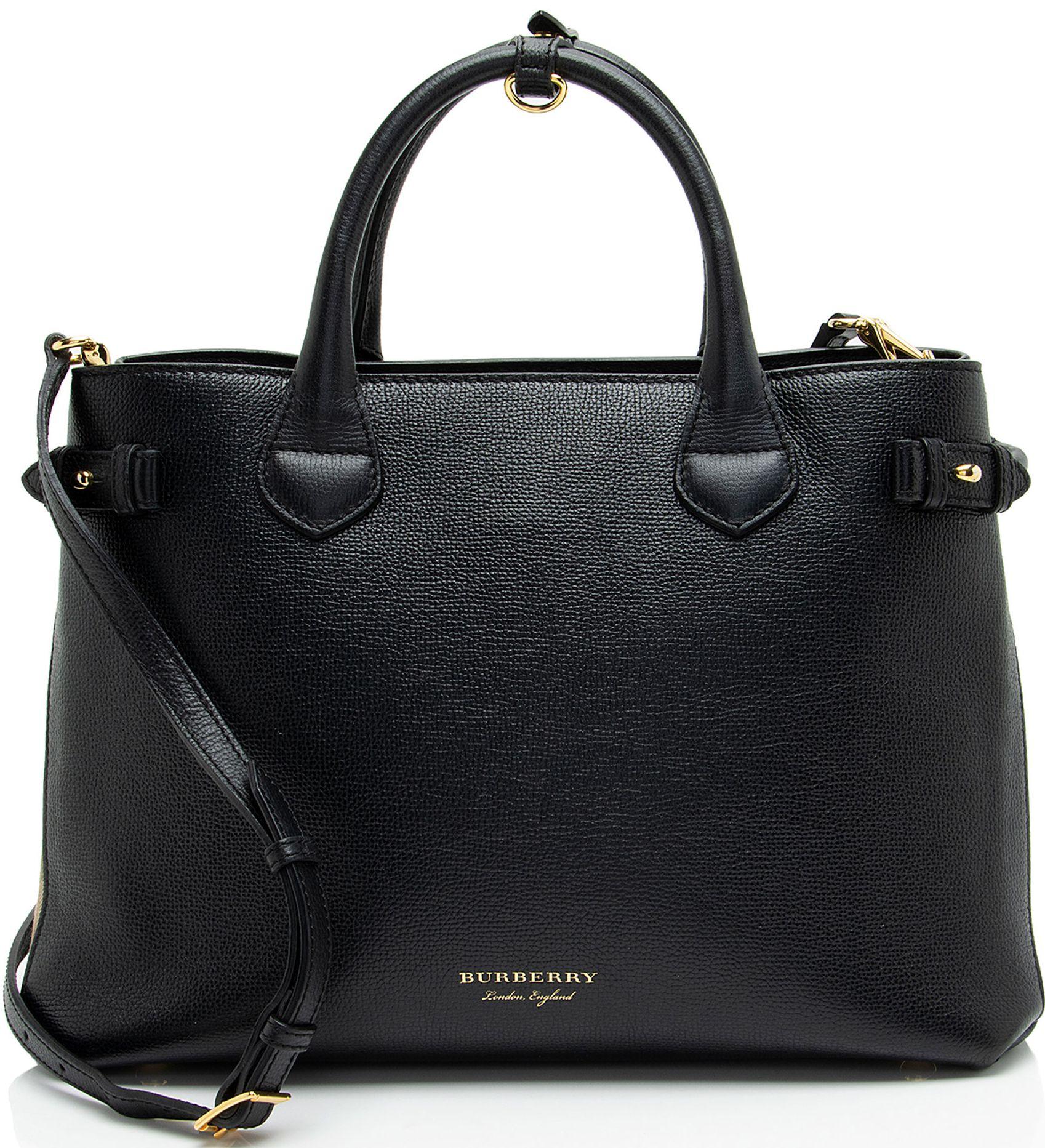 Refurbished Burberry House Check Leather Banner Medium Tote - Reebelo Österreich