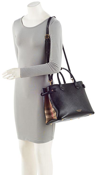 Refurbished Burberry House Check Leather Banner Medium Tote - Reebelo Österreich