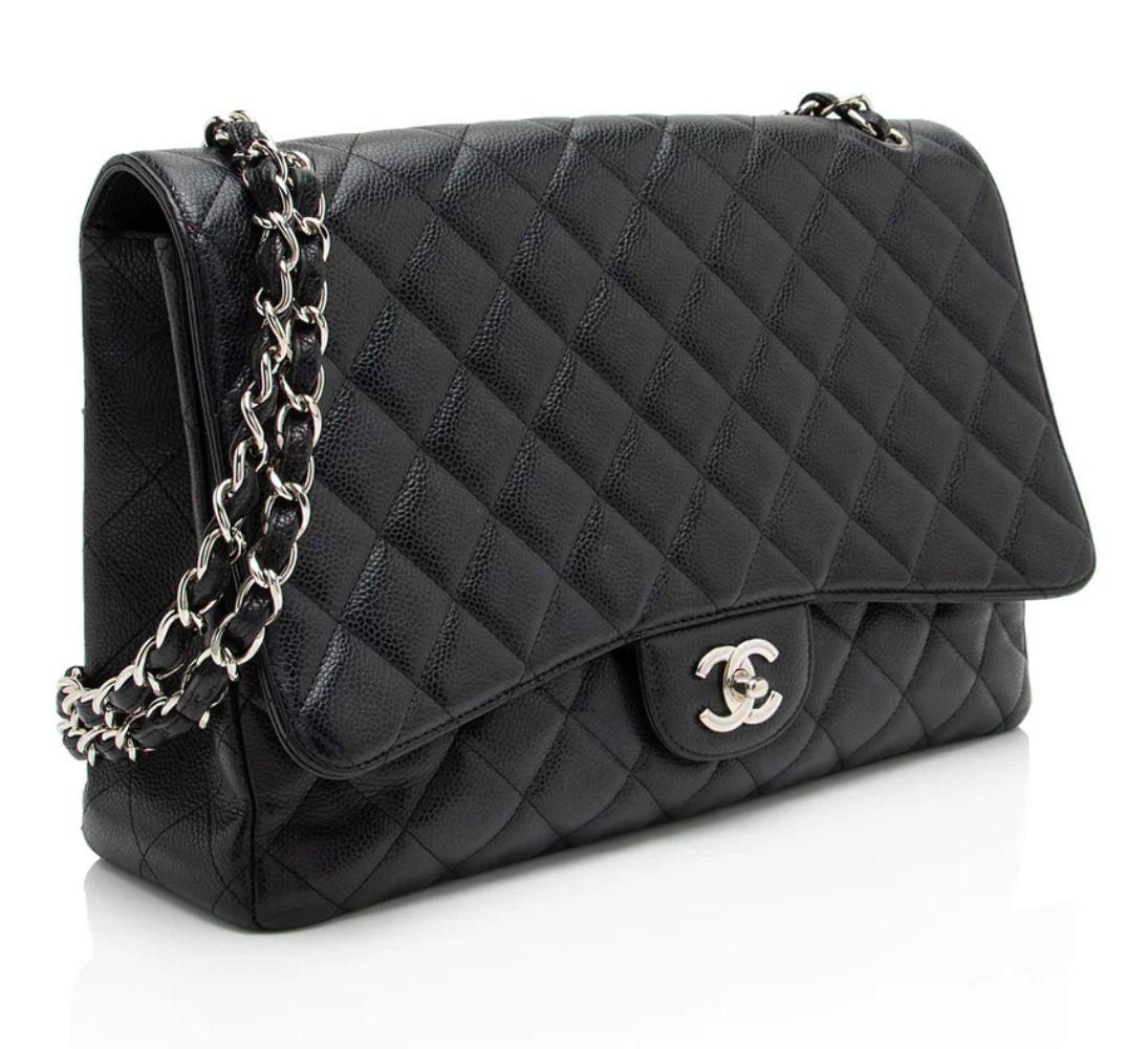 Refurbished Chanel Caviar Leather Classic Maxi Single Flap Bag - Reebelo Österreich