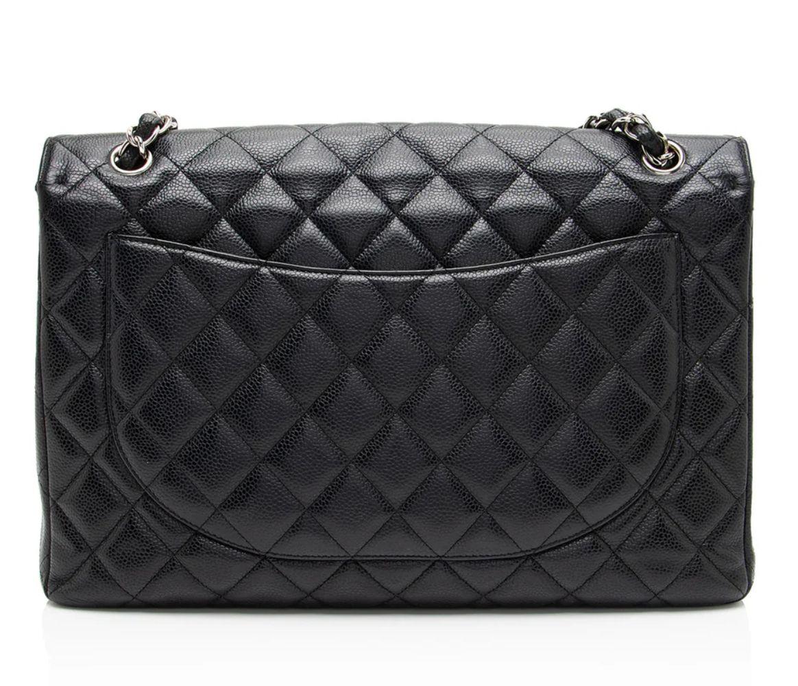 Refurbished Chanel Caviar Leather Classic Maxi Single Flap Bag - Reebelo Österreich