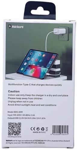 Refurbished Maxguard SDC-20W PD Quick Charger Type C Power Adapter (NZ / AU) - Reebelo Österreich