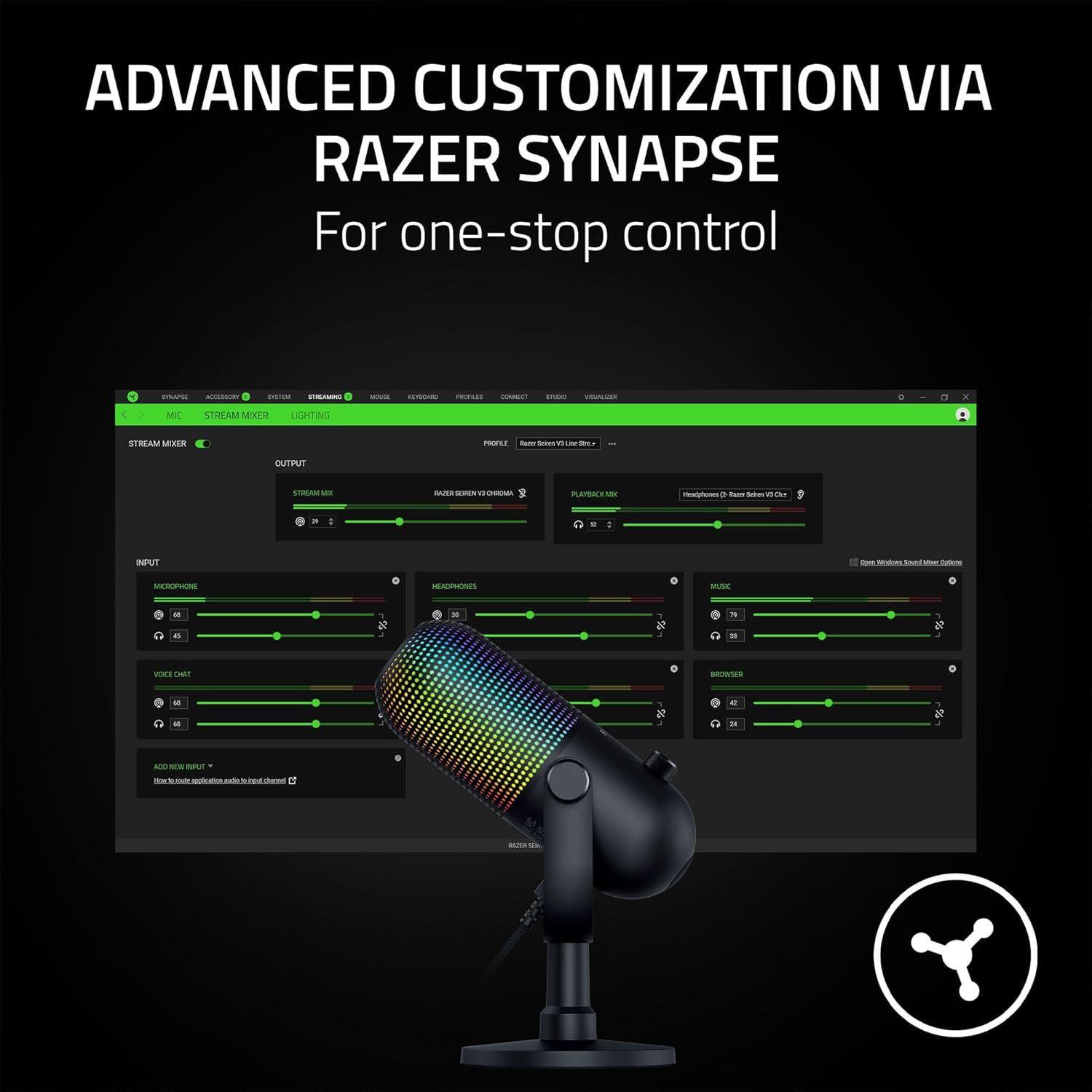 Refurbished Razer Seiren V3 Chroma Kondensator-USB-Mikrofon - Reebelo Österreich