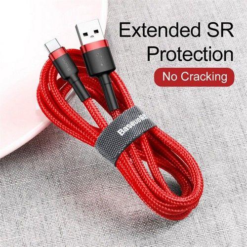 Refurbished Baseus Handykabel cafule Schnellladung USB auf Type-C USB für Samsung 3A 1M Rot - Reebelo Österreich
