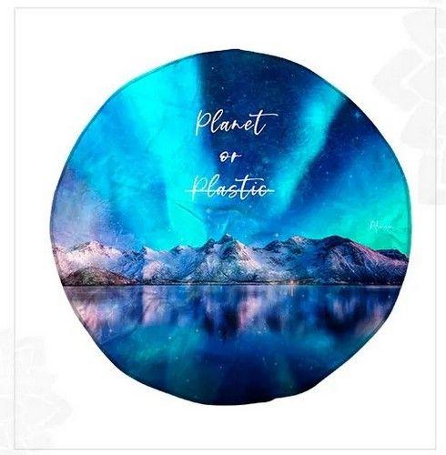 Refurbished PLANET OR PLASTIC ROUND BEACH MATS unisex Eco-friendly round towel sand free nature inspired made from recycled plastic bottles - Reebelo Österreich