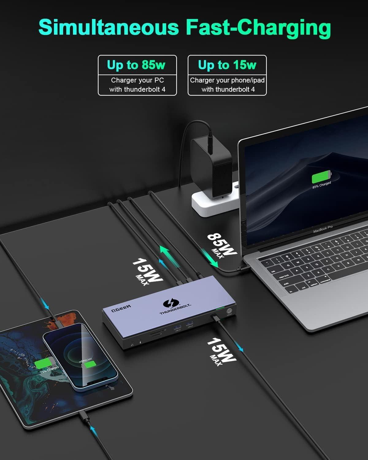 Refurbished QGeeM 16 in 1 Universal USB C Thunderbolt 4 Docking Station - Reebelo Österreich