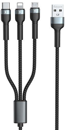 Refurbished Remax RC-124th Jany Series 3-in-1 Ladekabel 3.1A (1.2M) - Reebelo Österreich