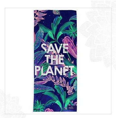 Refurbished SAVE THE PLANET BEACH TOWEL unisex Eco-friendly beach gym camping towel sand free galaxy art made from recycled plastic bottles - Reebelo Österreich