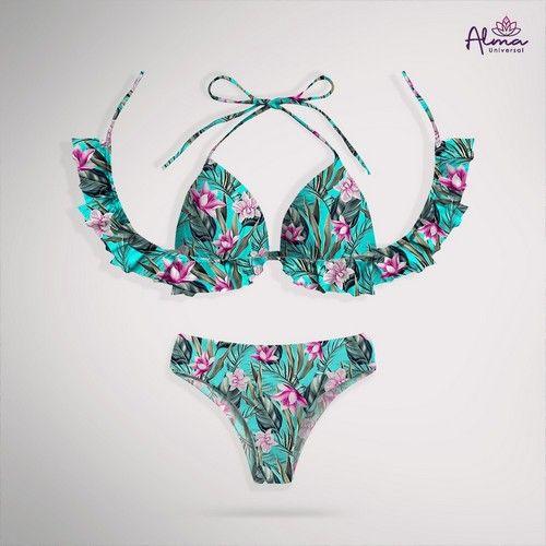 Refurbished Women bikini Two Piece Swimsuit floral Swimwear LOTUS Swimwear made from recycled plastic bottles Variant Size Value M - Reebelo Österreich