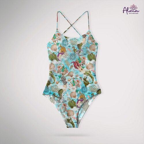 Refurbished Women's UPF 50+ MERMEID ONE PIECE Bathing Suits One Piece Swimsuits made from recycled plastic bottles Variant Size Value L - Reebelo Österreich